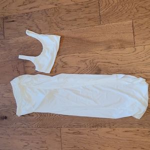 White Two-Piece Skirt Set — Women's Crop Tank & High-Waist Skirt